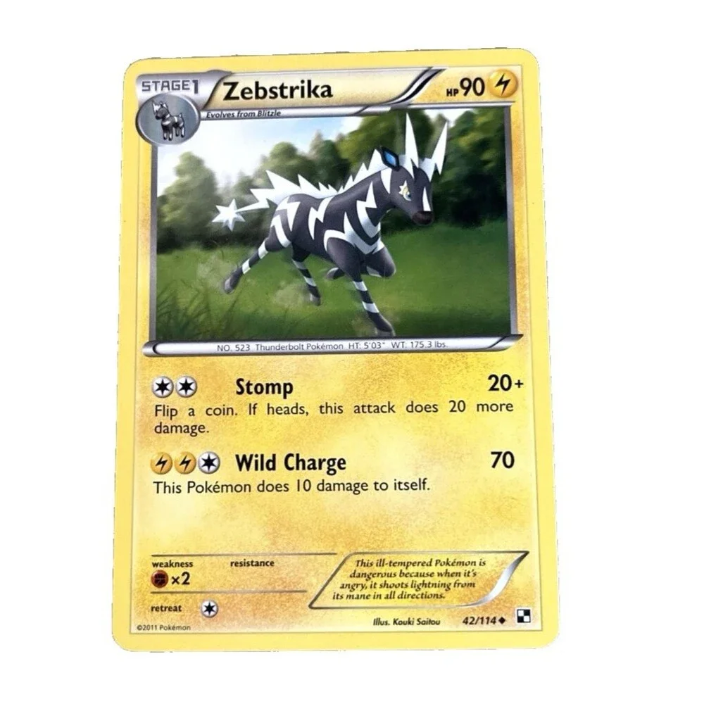 Pokemon Zebstrika 42/114 Uncommon Black & White 2011 English Card Kouki Saitou